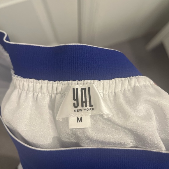 YAL Women’s Navy Pleated Striped midi skirt - Picture 4 of 4